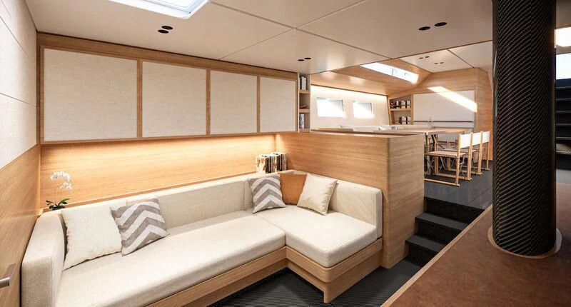 a room with a couch and a table aboard GALMA Yacht for Sale