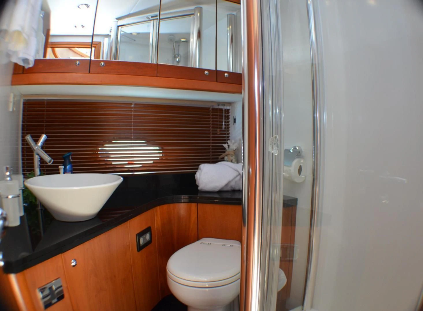 a bathroom with a sink toilet and a shower aboard PEARL Yacht for Sale