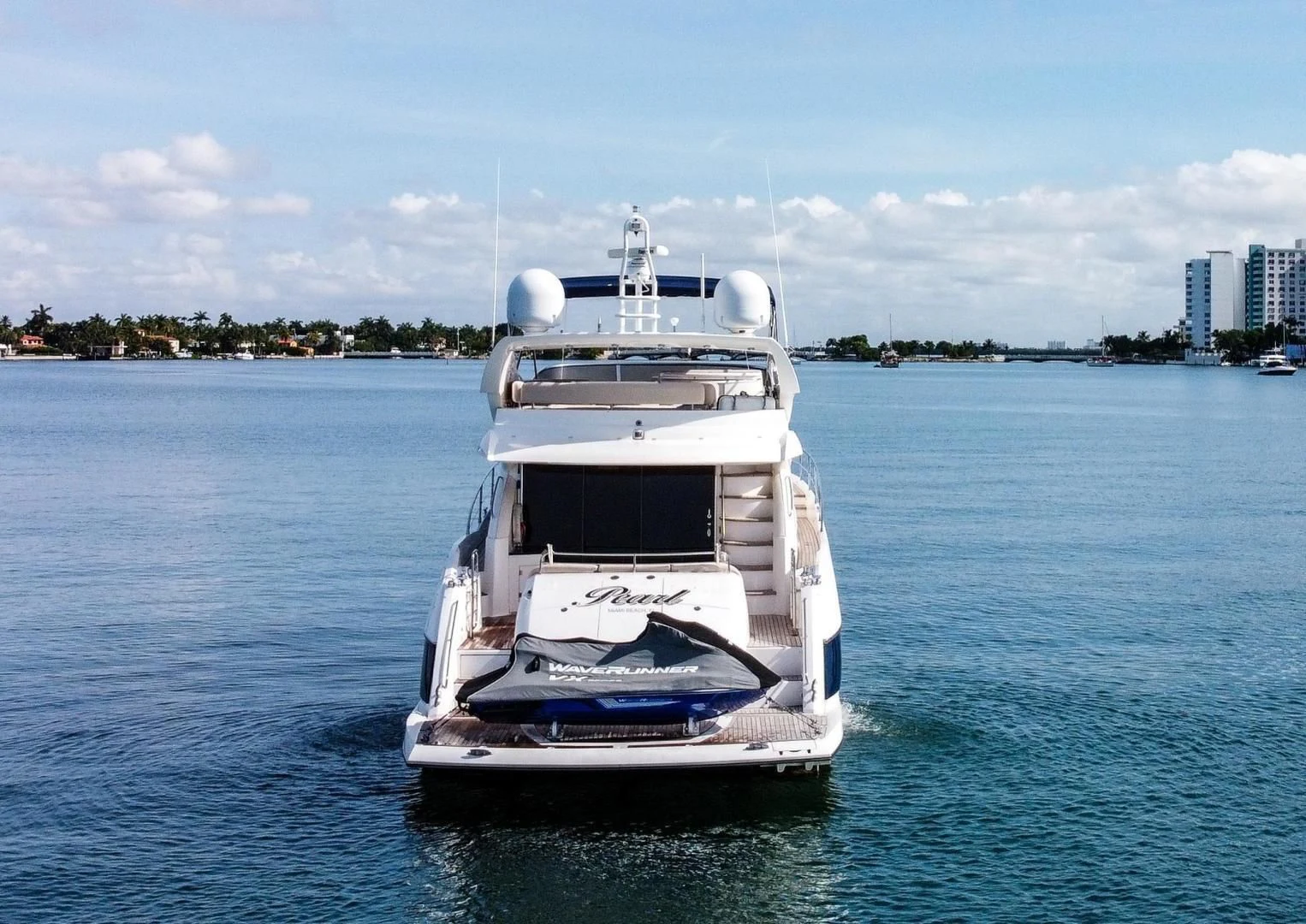 a white boat in the water aboard PEARL Yacht for Sale