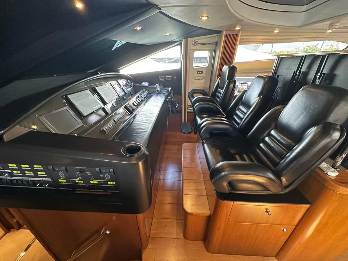 a black console in a room aboard MILA DUBAI Yacht for Sale