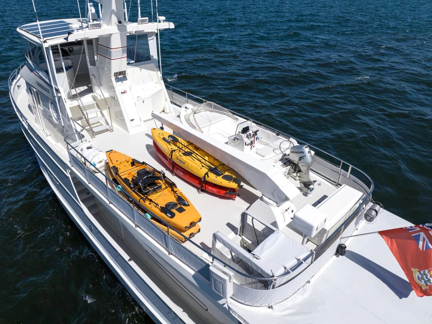 a boat with a boat on it aboard CHEEMAUN Yacht for Sale