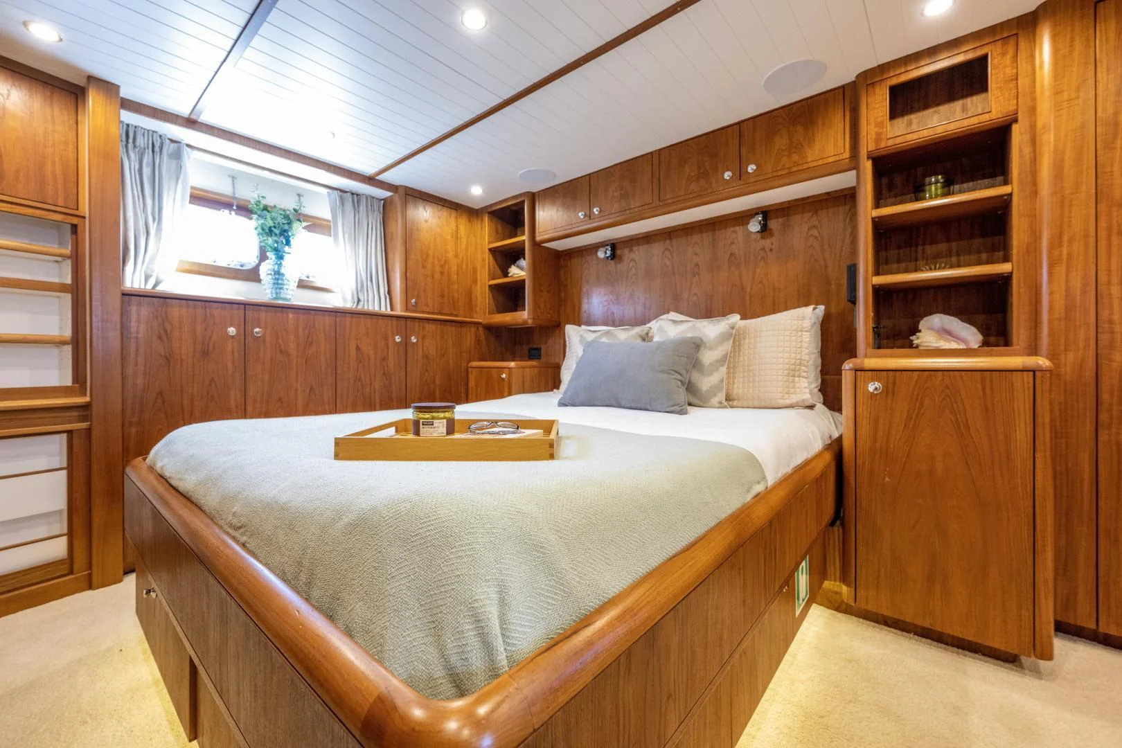a bed in a room aboard CHEEMAUN Yacht for Sale