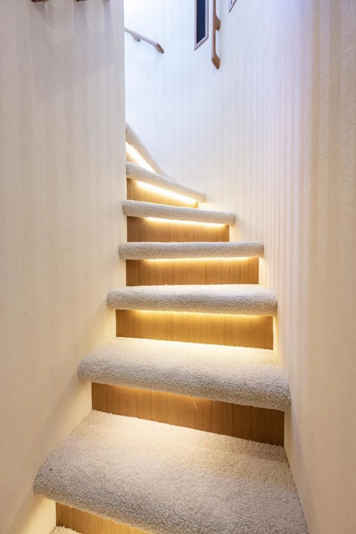 a set of stairs aboard CHEEMAUN Yacht for Sale