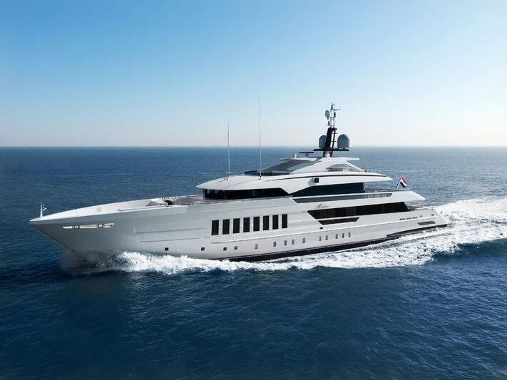 a white boat in the water aboard VIDA Yacht for Sale