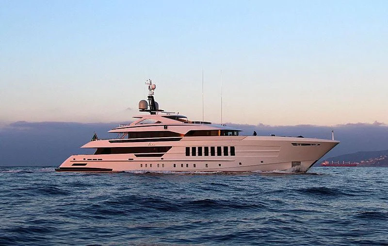 a large boat in the water aboard VIDA Yacht for Sale