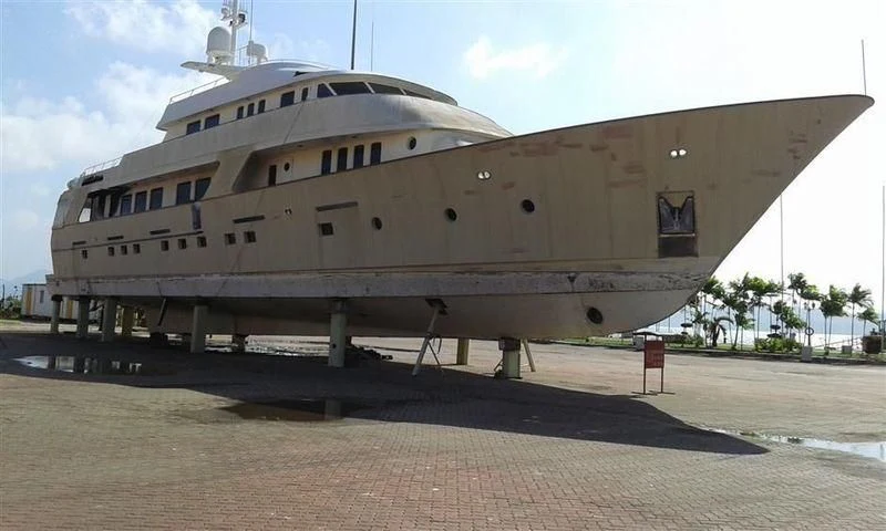 a large military ship aboard SUNCHASER Yacht for Sale