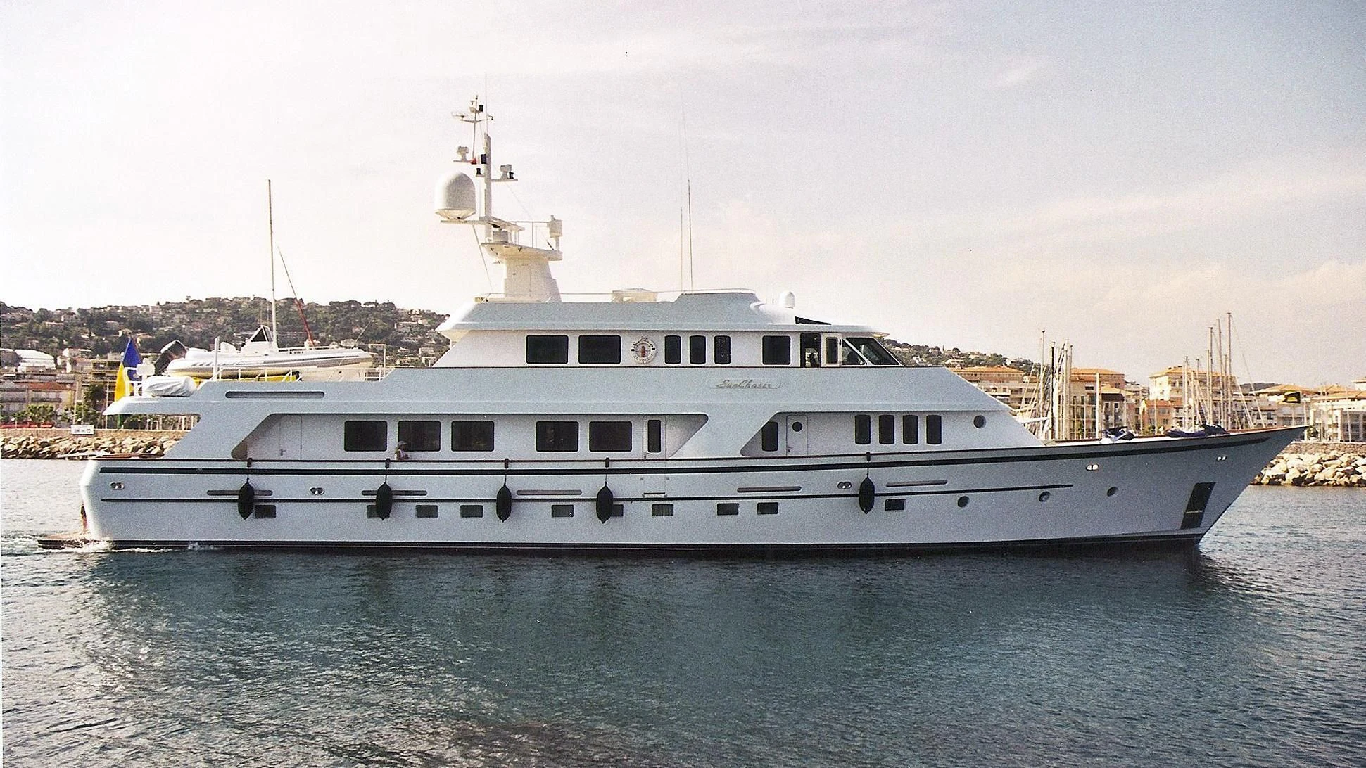 a large white boat aboard SUNCHASER Yacht for Sale