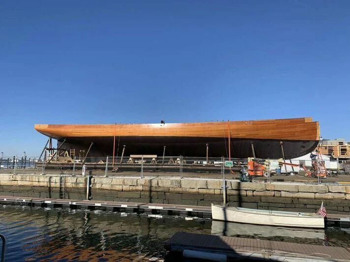 a large building with a roof aboard CORONET Yacht for Sale