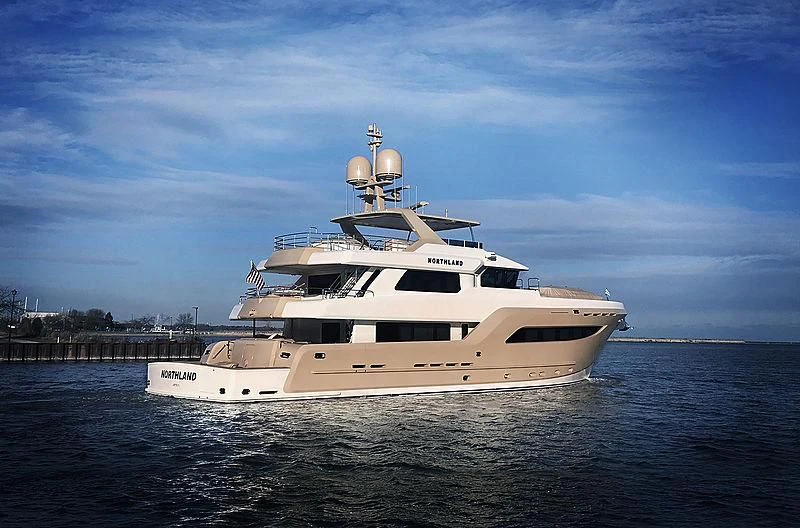 a white yacht on the water aboard NORTHLAND Yacht for Sale