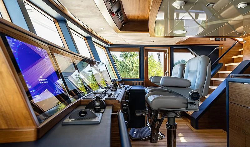 a room with a large screen aboard NORTHLAND Yacht for Sale