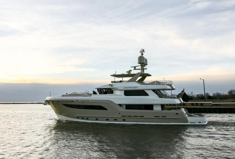 a white yacht on the water aboard NORTHLAND Yacht for Sale