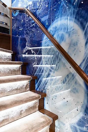a staircase with a railing aboard NORTHLAND Yacht for Sale