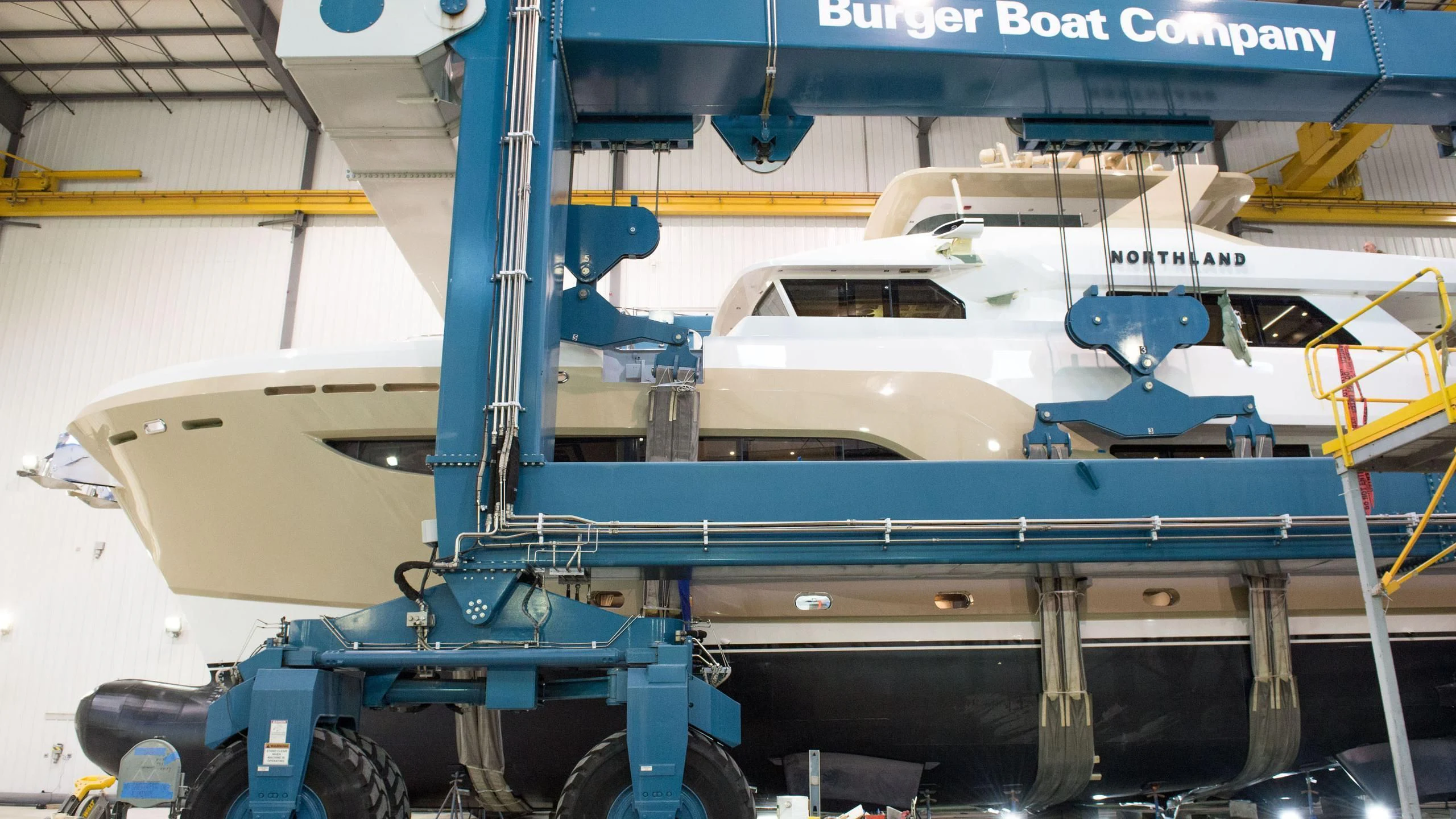 a boat in a garage aboard NORTHLAND Yacht for Sale