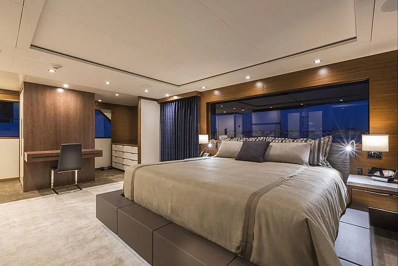a large bed in a room aboard NORTHLAND Yacht for Sale