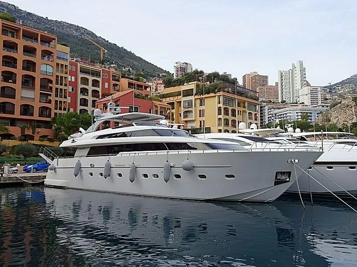 a boat docked in a harbor aboard ELAN Yacht for Sale