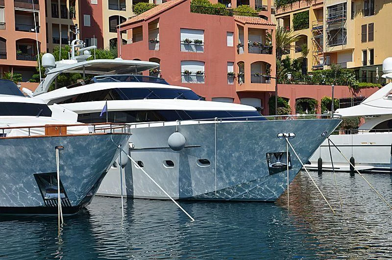 a group of boats in a harbor aboard ELAN Yacht for Sale