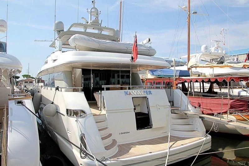 a boat docked at a pier aboard ELAN Yacht for Sale