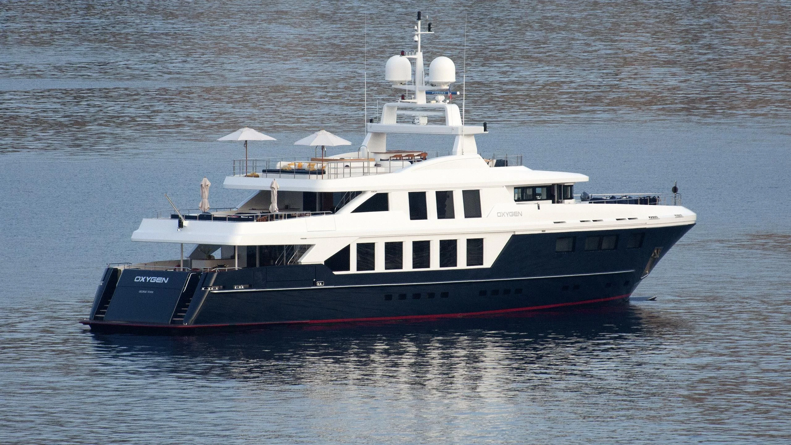 a boat in the water aboard OXYGEN Yacht for Sale