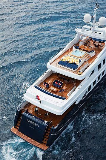 a boat with a box on the front aboard OXYGEN Yacht for Sale