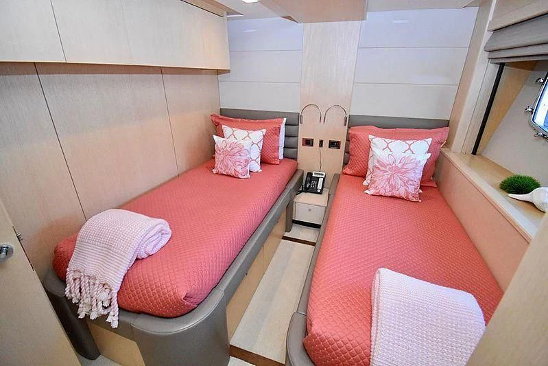 a couple of beds in a room aboard FULL CIRCLE Yacht for Sale
