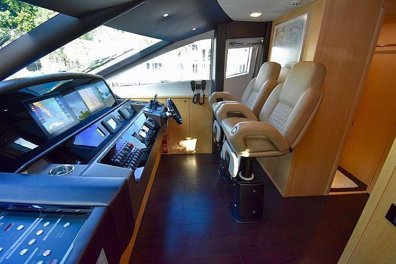 inside of a vehicle with a desk and chairs aboard FULL CIRCLE Yacht for Sale