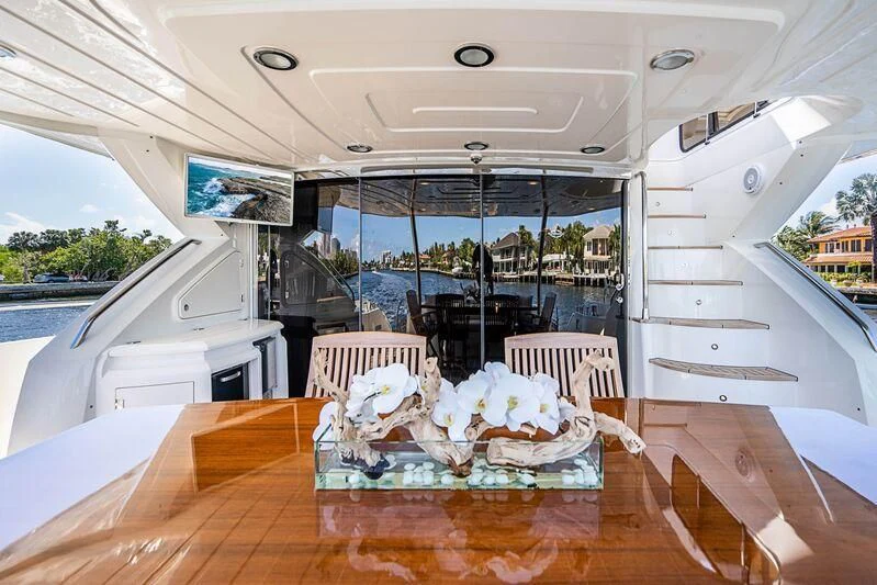 a dining table on a boat aboard FULL CIRCLE Yacht for Sale
