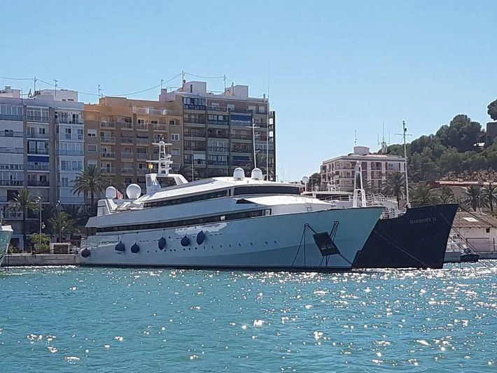 a boat in the water aboard ADAMAS V Yacht for Sale