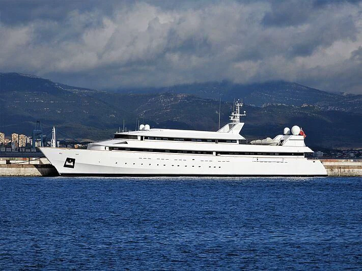 a large white ship aboard ADAMAS V Yacht for Sale