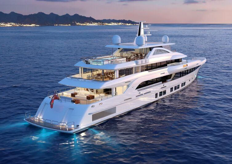 a large white yacht in the water aboard BURGER 180 HULL 02 Yacht for Sale