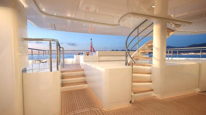 a room with a railing and a railing and a railing with a railing aboard BURGER 180 HULL 02 Yacht for Sale