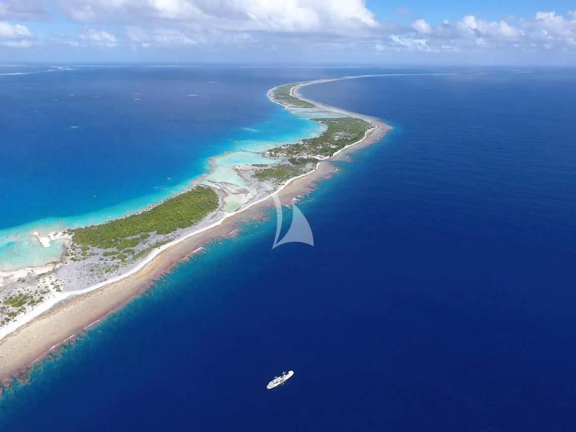 an aerial view of a beach aboard ASTERIA Yacht for Charter