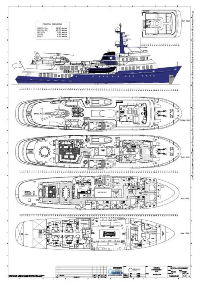 diagram aboard ASTERIA Yacht for Charter
