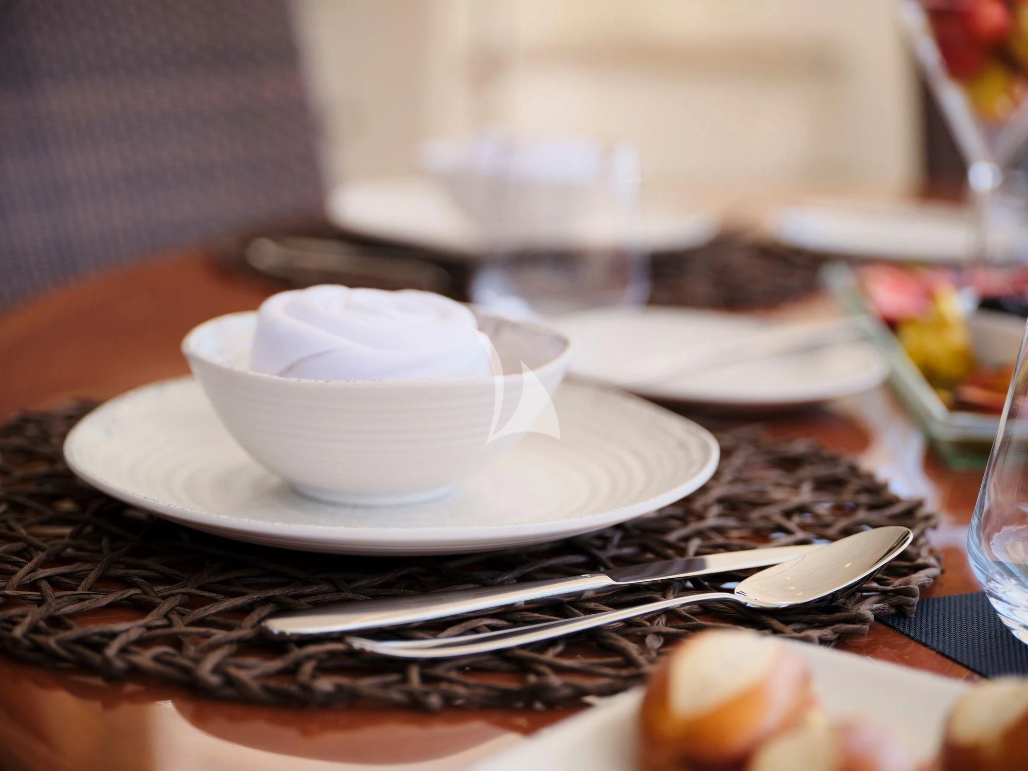 a plate of food aboard ESTIA YI Yacht for Sale