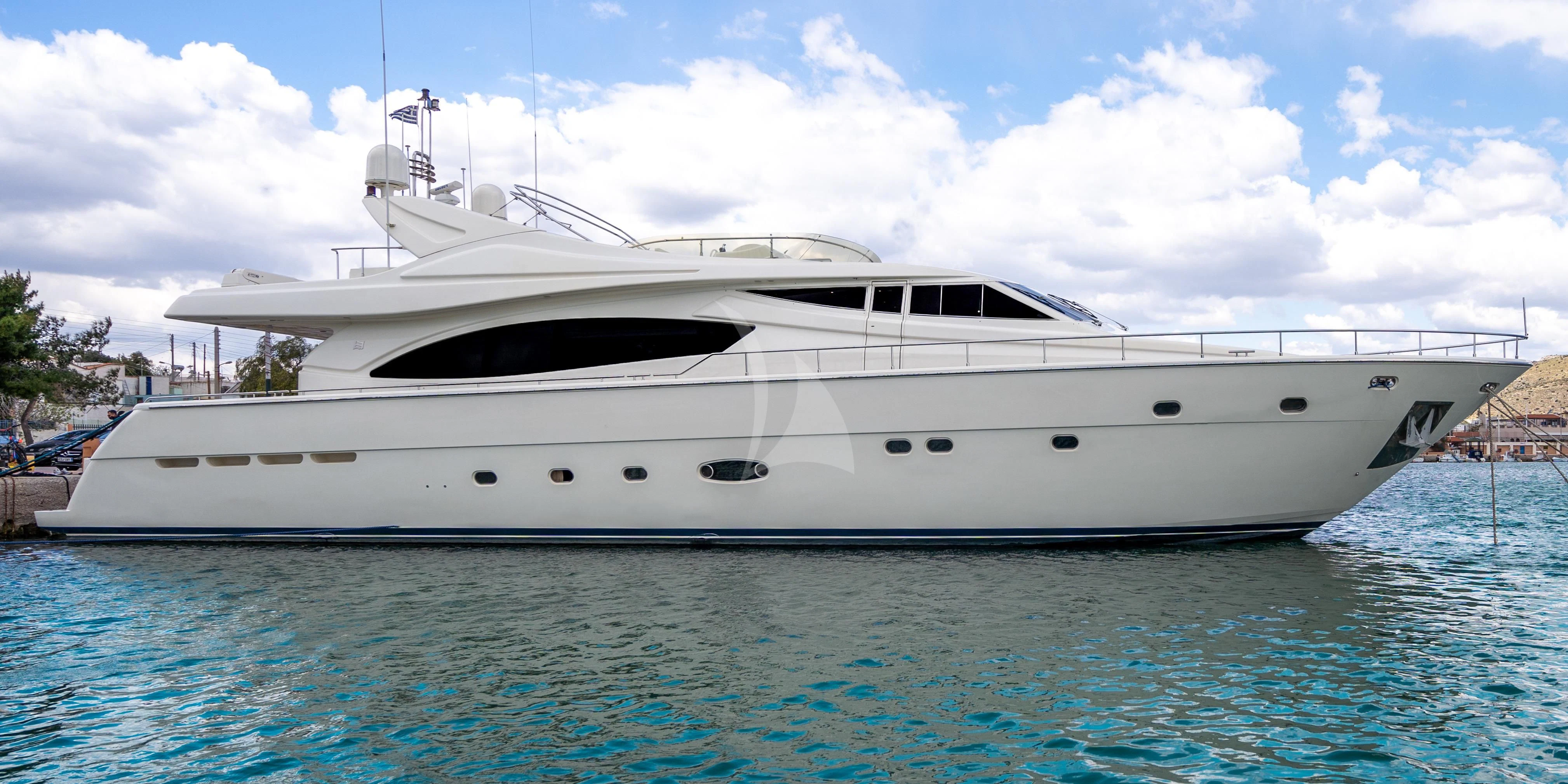 a white yacht in a body of water aboard ESTIA YI Yacht for Sale