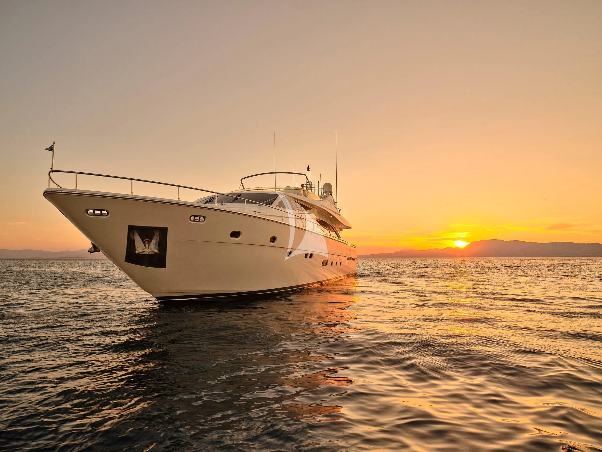 a white boat in the water aboard ESTIA YI Yacht for Sale