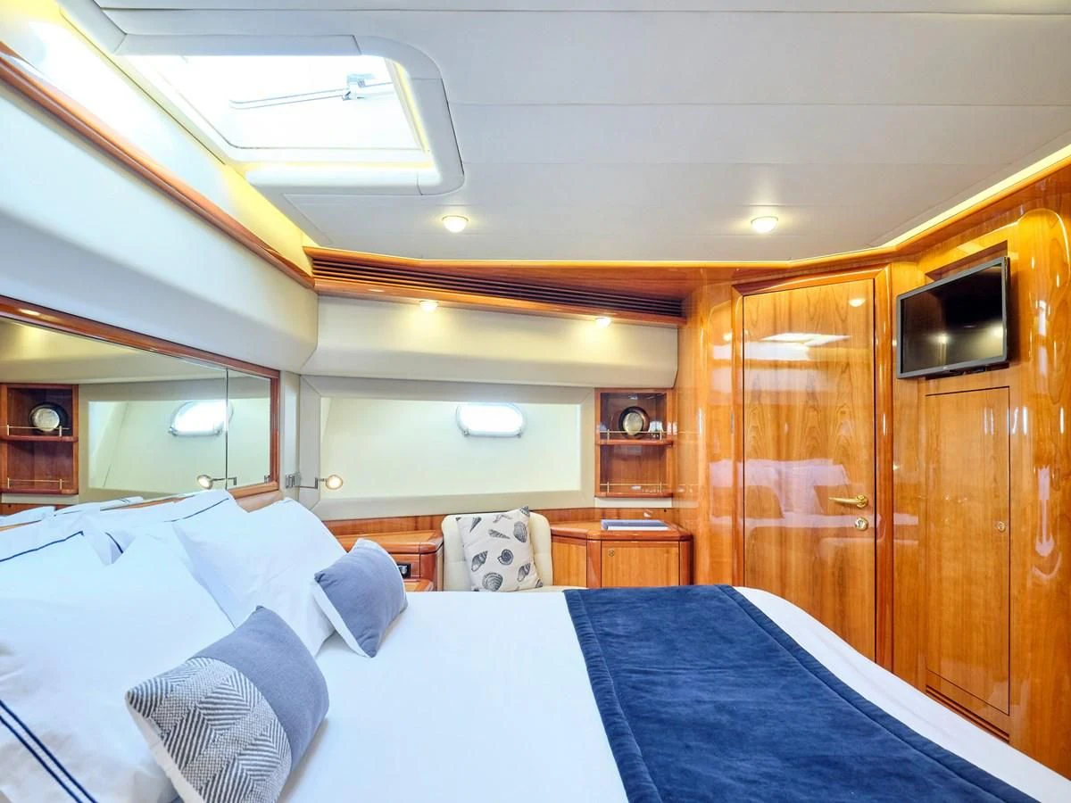 a bed in a cabin aboard ESTIA YI Yacht for Sale