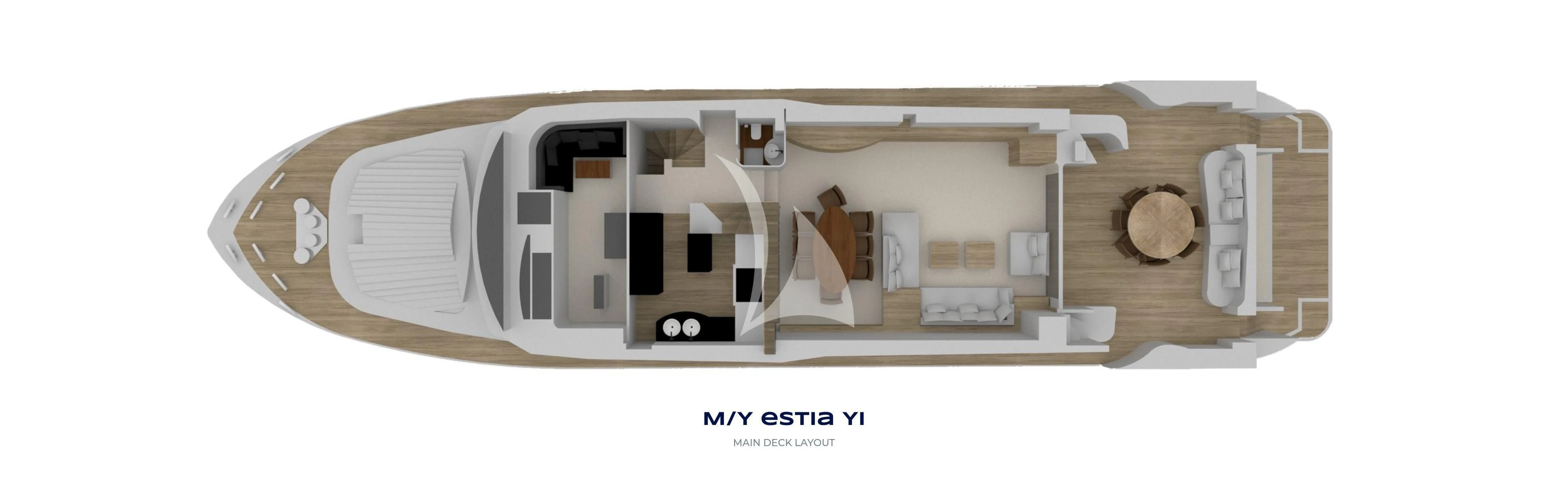 a model of a building aboard ESTIA YI Yacht for Sale