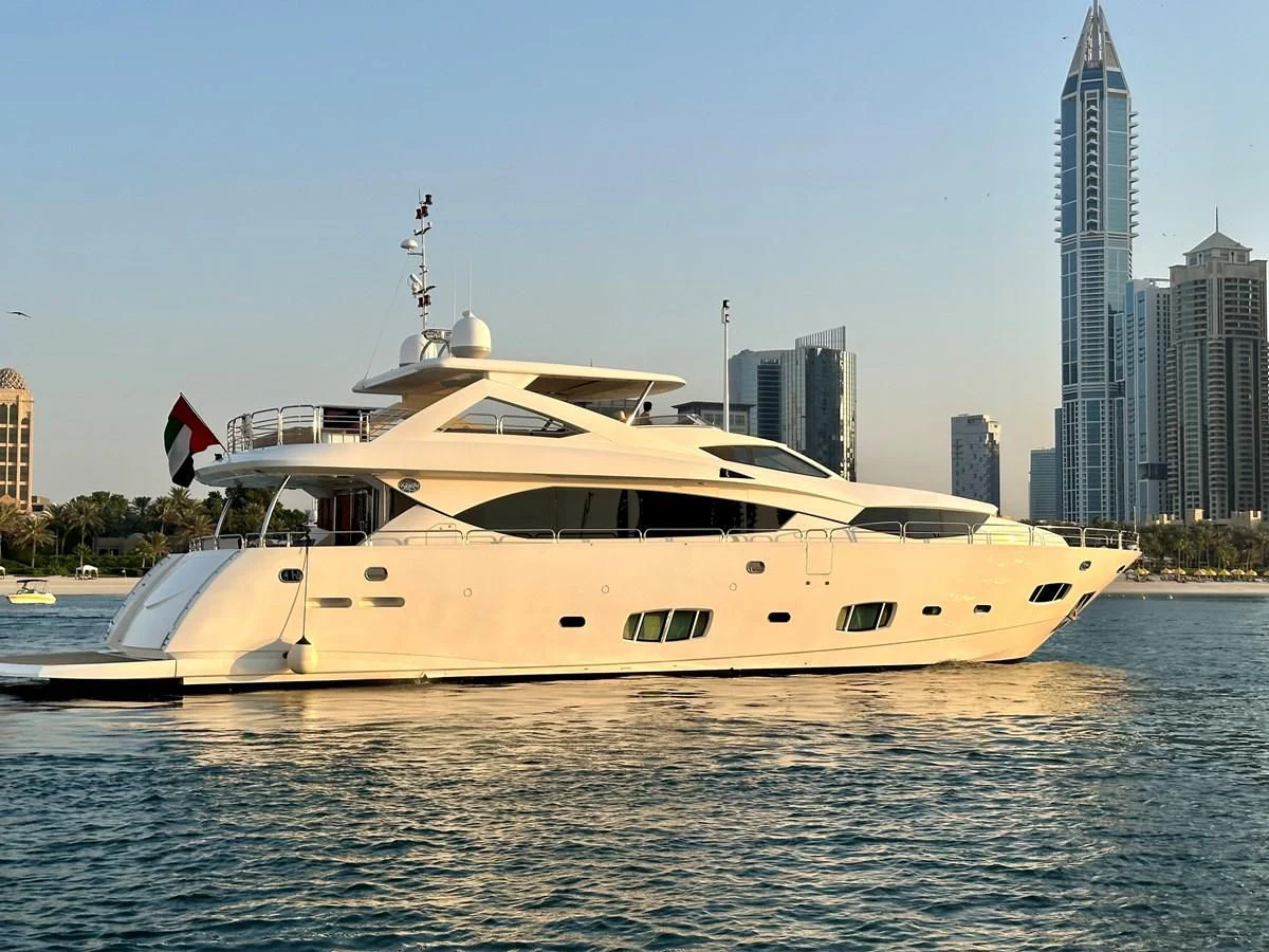 a boat on the water aboard SUNSEEKER 30M Yacht for Sale