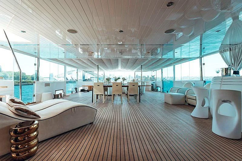 a large room with a large window aboard TANGO Yacht for Sale