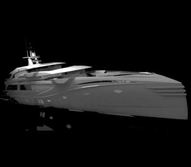 a space ship in the dark aboard PHI Yacht for Sale