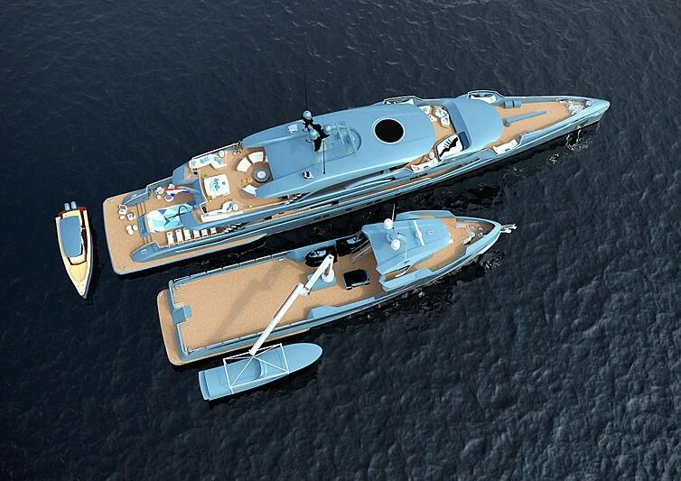a model of a space ship aboard PHI Yacht for Sale