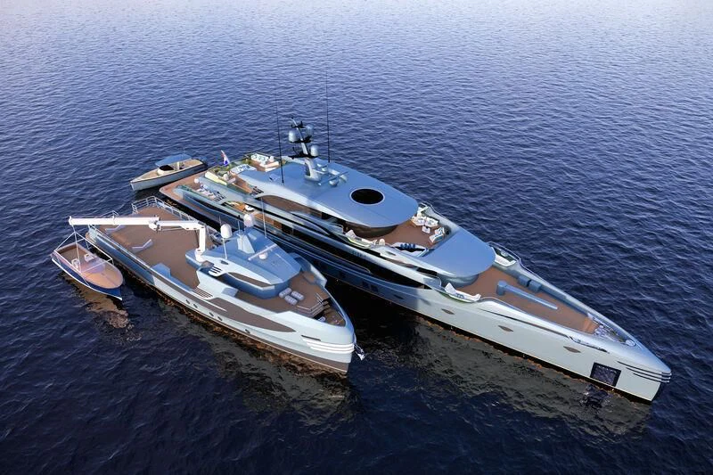 a couple of boats on the water aboard PHI Yacht for Sale
