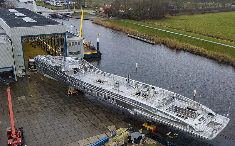 a large ship docked aboard PHI Yacht for Sale
