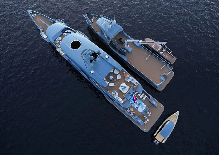 a spaceship on a planet aboard PHI Yacht for Sale