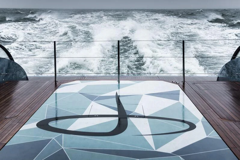 a flag on a boat aboard PHI Yacht for Sale