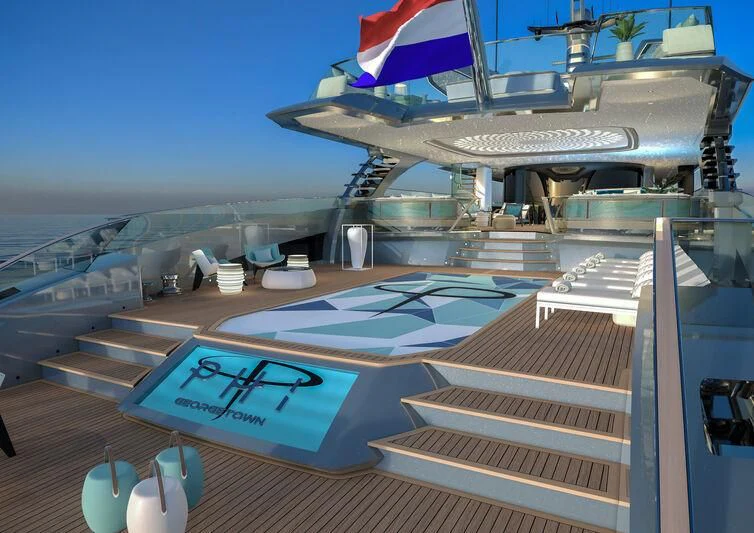 a model of a space ship aboard PHI Yacht for Sale