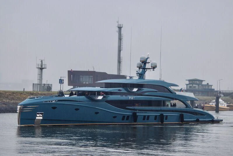 a boat on the water aboard PHI Yacht for Sale