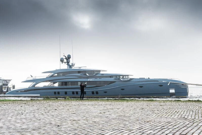 a boat on the water aboard PHI Yacht for Sale