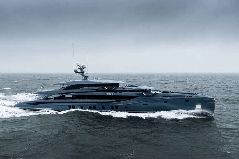 a boat in the water aboard PHI Yacht for Sale