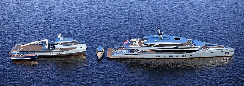 a group of boats in the water aboard PHI Yacht for Sale